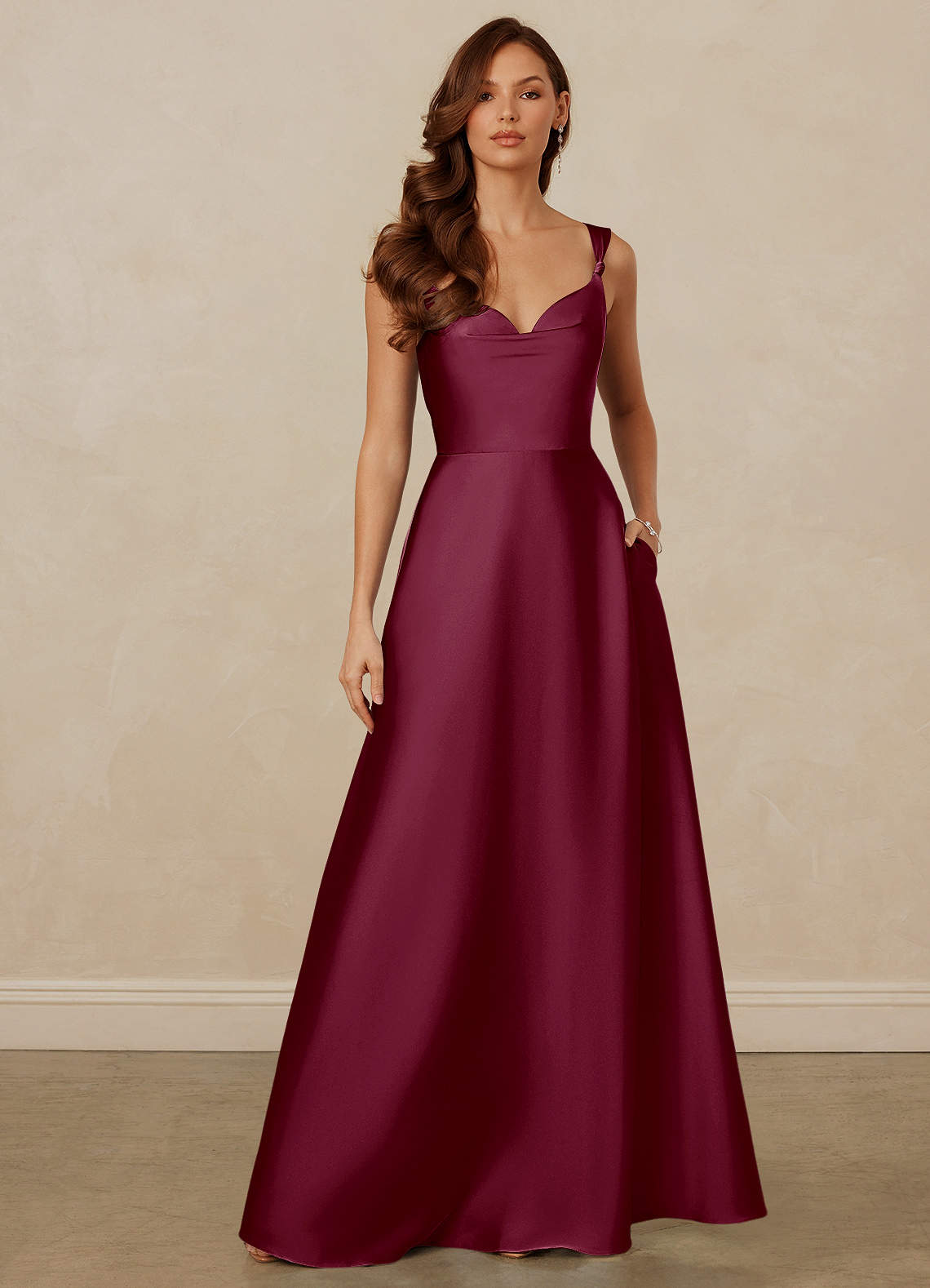 Christian Siriano Bridal for Azazie 1001 Bridesmaid Dresses Mulberry A-Line Sweetheart Neckline Stretch Satin Dress image1