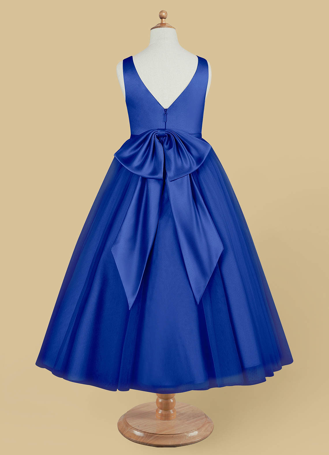 マルベル　『Tulle　Bow　Onepiece』 Azazie Marybell Royal Blue A-Line Bow Tulle Dress | Azazie
