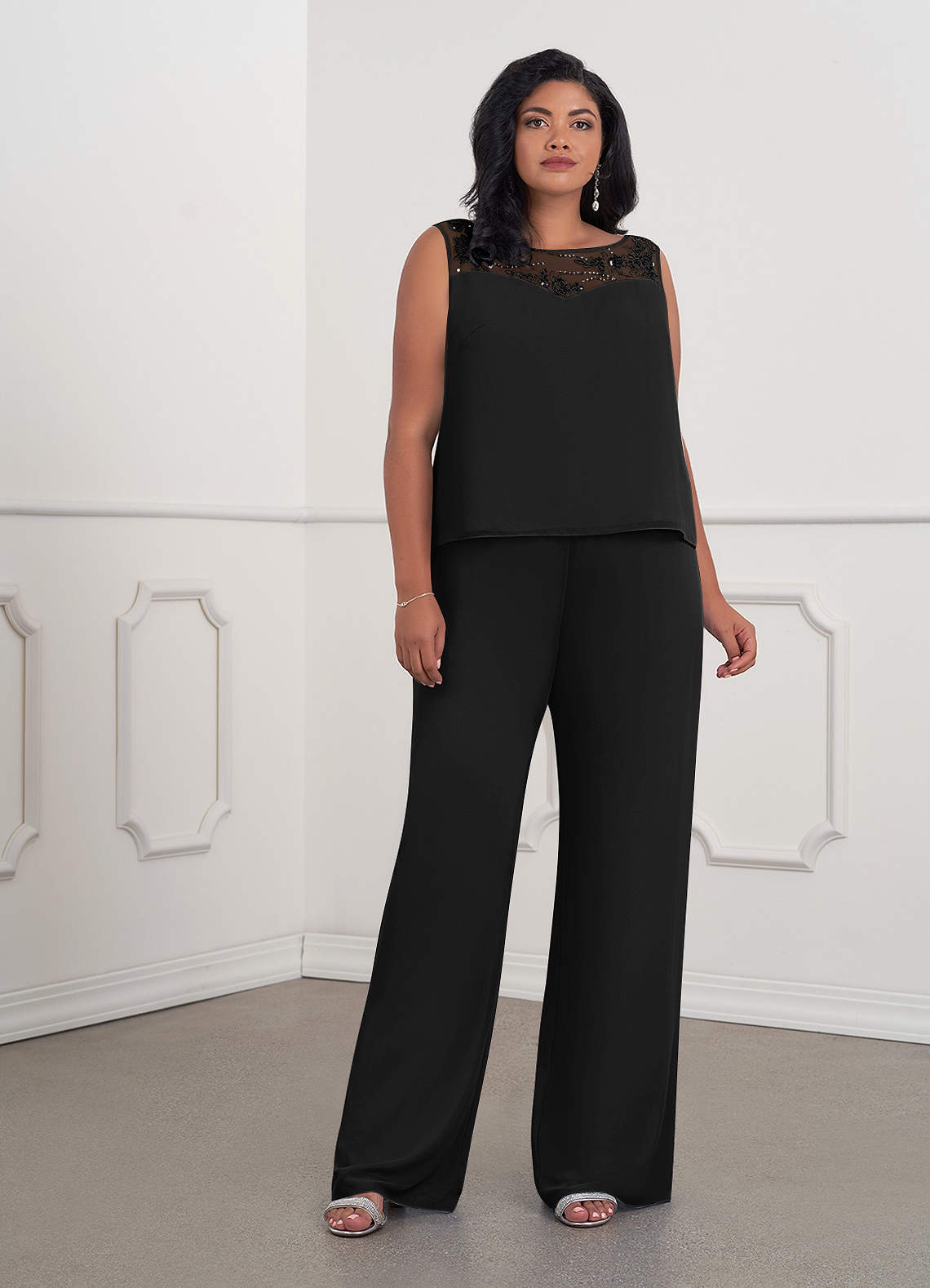 Azazie Maura Mother of the Bride Dresses Black Jumpsuit/Pantsuit Sequins Chiffon Dress image8