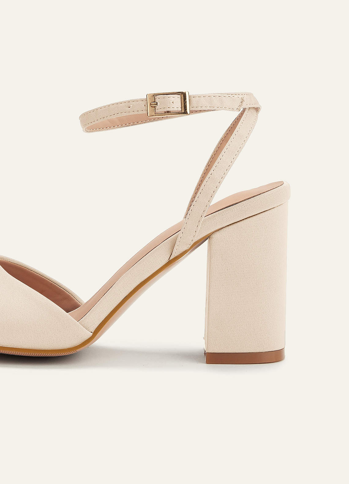 front Matching Color Stretch satin Square Toe Block Heels