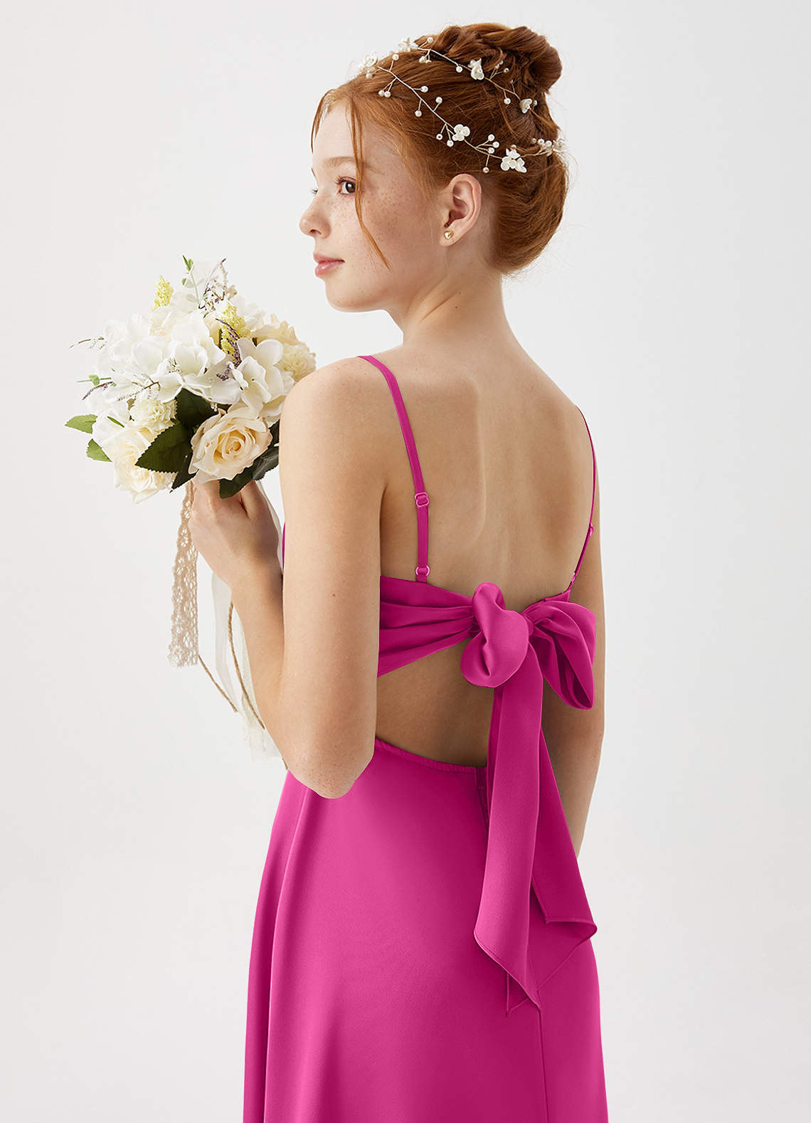 fuchsia junior bridesmaid dresses Sleeveless A Line Chiffon Lace Junior Bridesmaid Dress