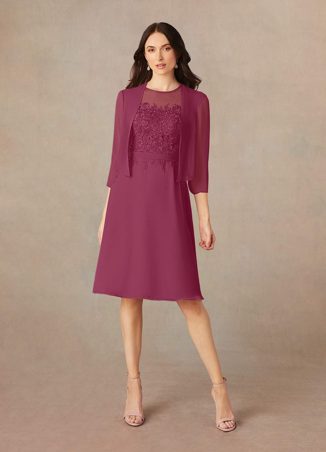 Azazie Klaus Mother of the Bride Dresses Mulberry A-Line Scoop Sequins Chiffon Dress image1