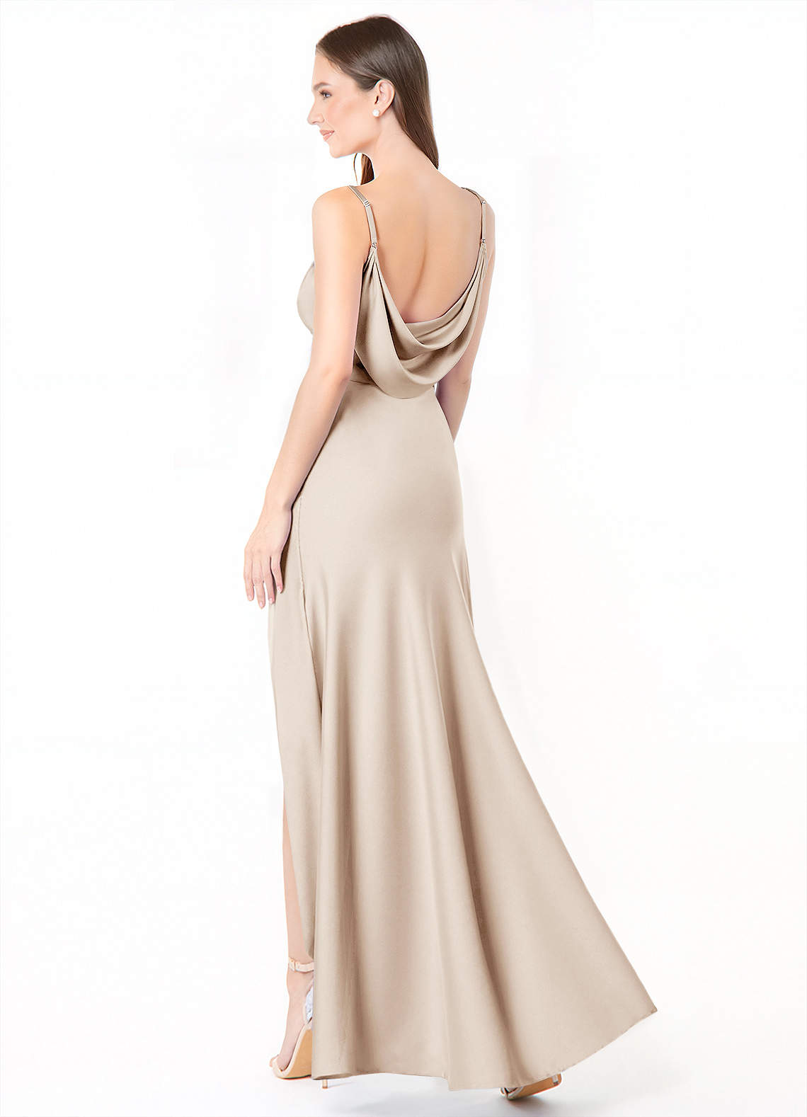 Azazie Alaija Bridesmaid Dresses White Alabaster Mermaid Side Slit Stretch Satin Dress image1