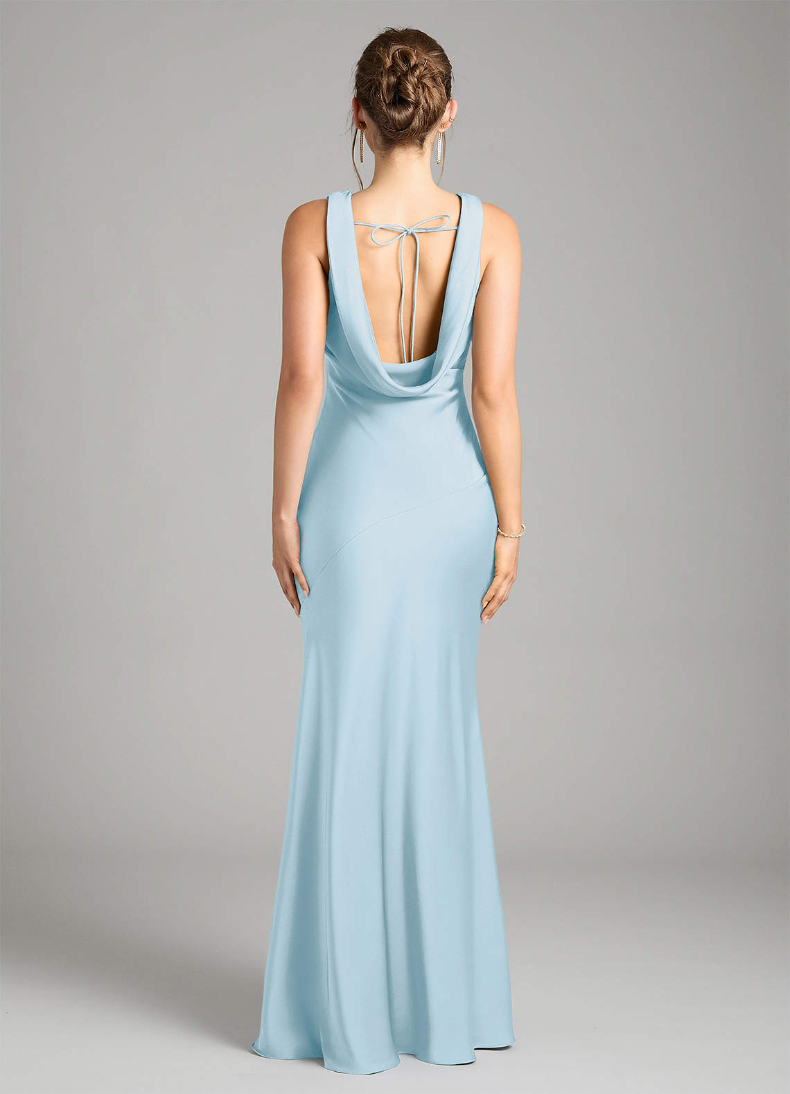 Azazie Rylina Bridesmaid Dresses Sky Blue Mermaid Stretch Satin Dress image2