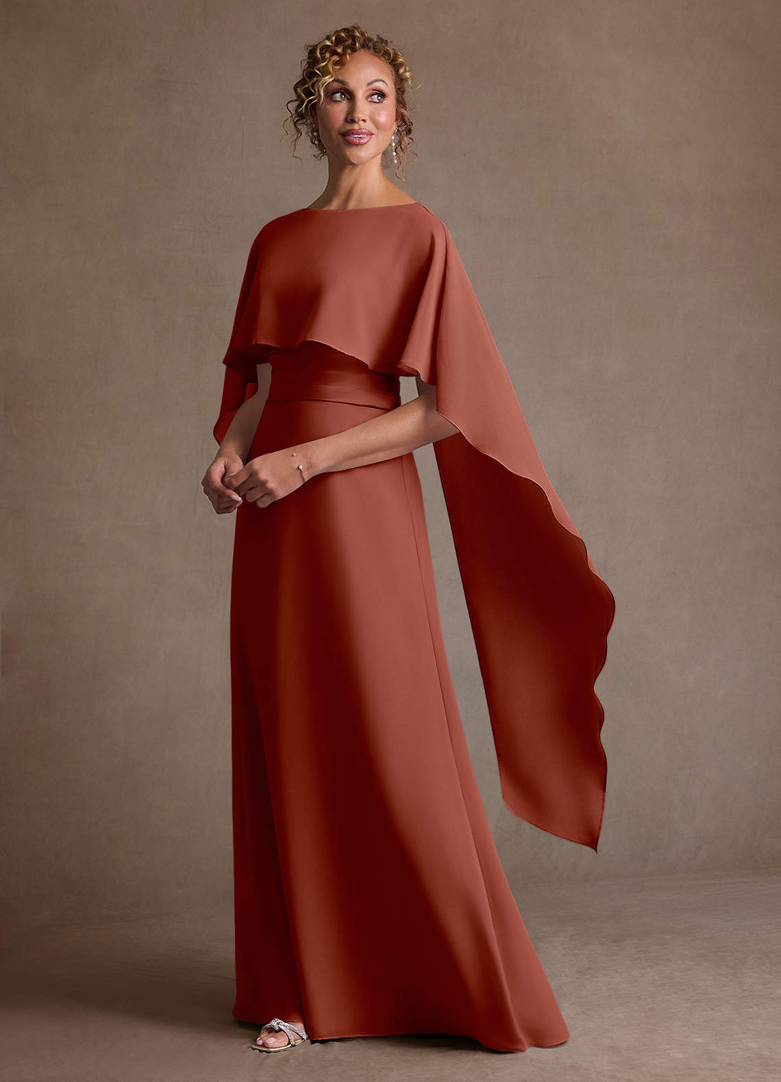 Azazie Marilla Mother of the Bride Dresses Auburn A-Line Pleated Chiffon Dress image4
