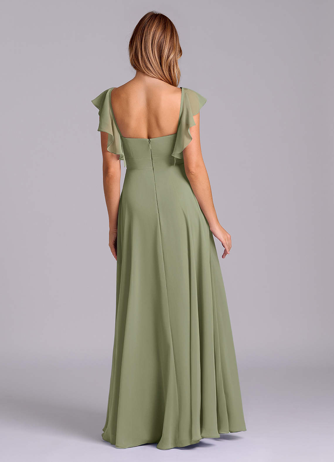 Azazie Leilani Bridesmaid Dresses Pistachio A-Line Pleated Chiffon Dress image1