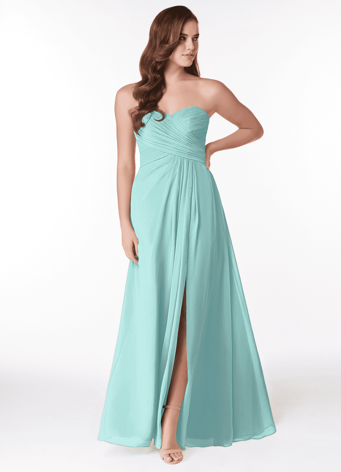 Azazie Arabella Allure Bridesmaid Dresses Aqua A-Line Sweetheart Neckline Chiffon Convertible Dress image1