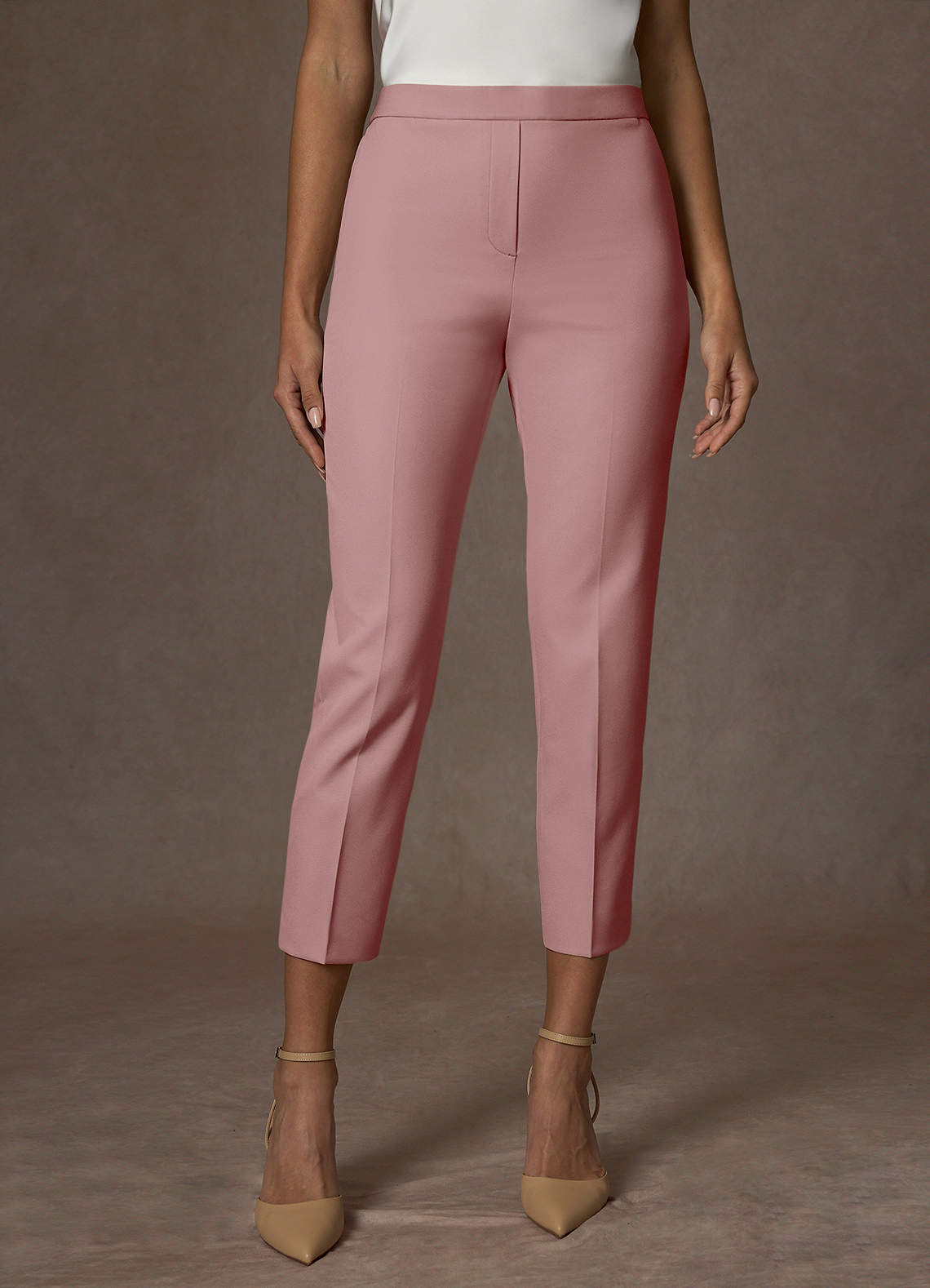 front Kennedy Dusty Rose Structured Stretch Dress Pants