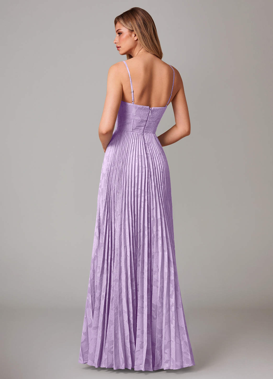 Azazie Akiko Bridesmaid Dresses Lilac A-Line Sweetheart Neckline Floral Burnout Dress image1