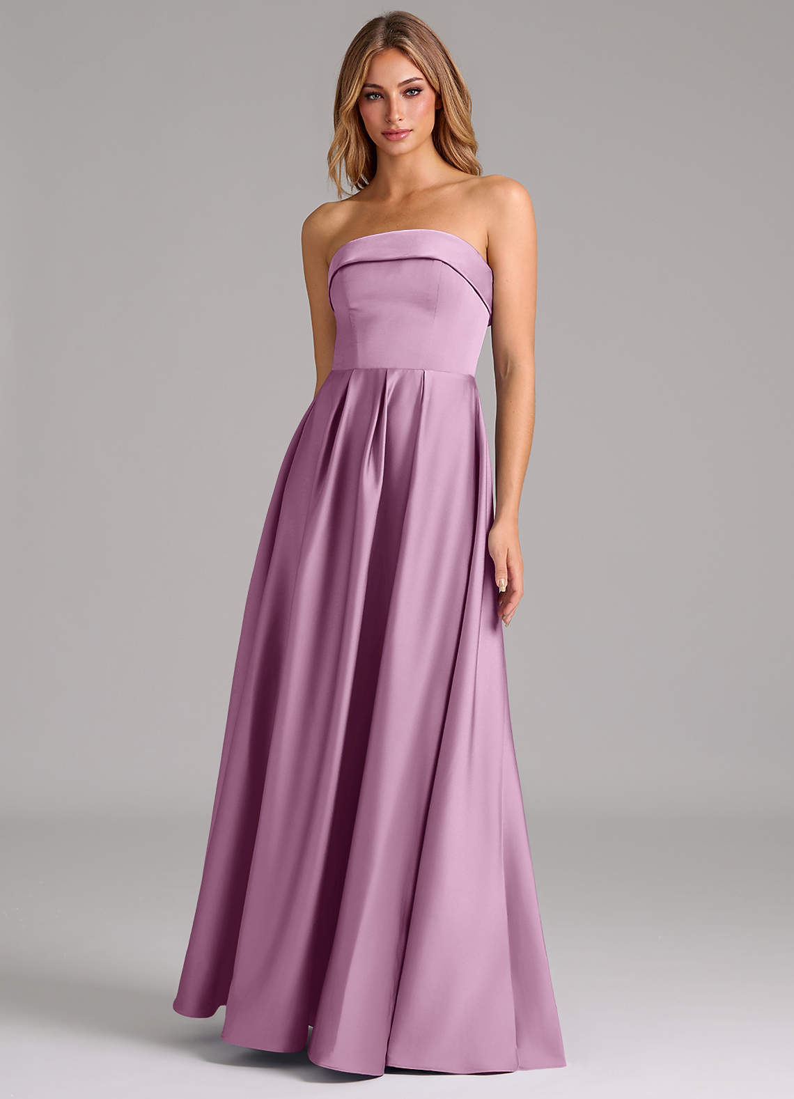 Azazie Lucienne Bridesmaid Dresses Wisteria A-Line Strapless Stretch Satin Convertible Dress image1