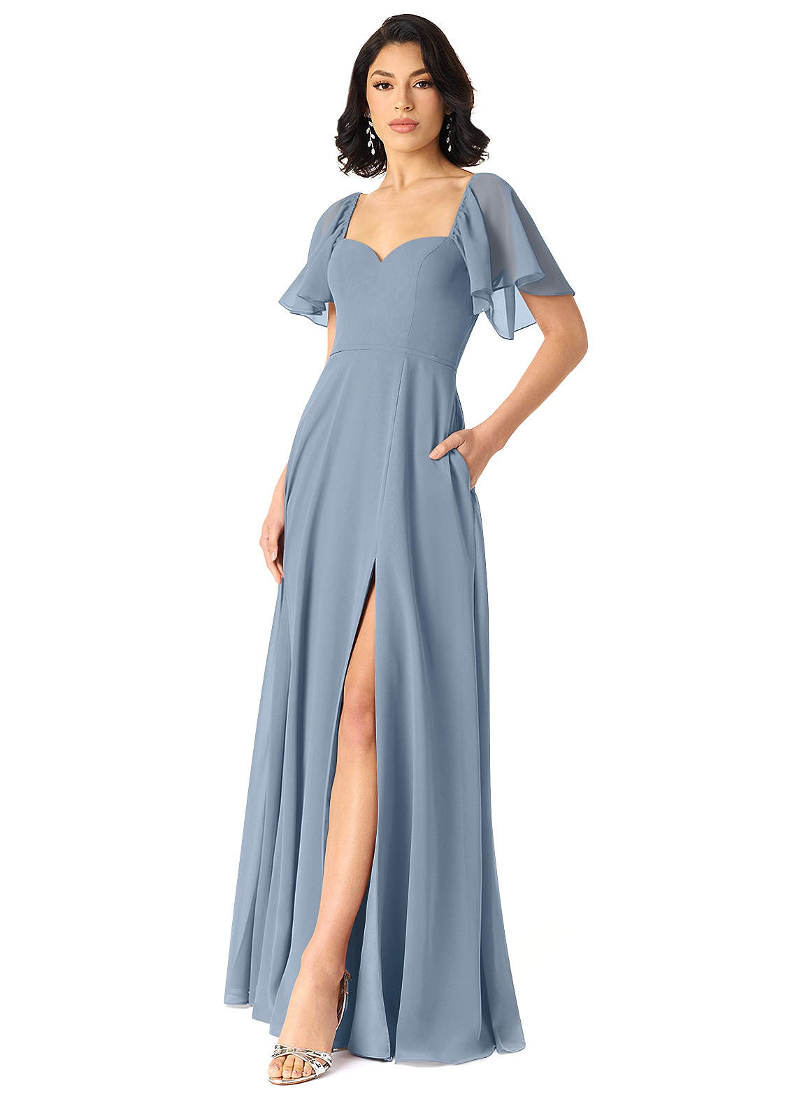 Azazie Chloe Dusty Blue Bridesmaid Dresses Azazie