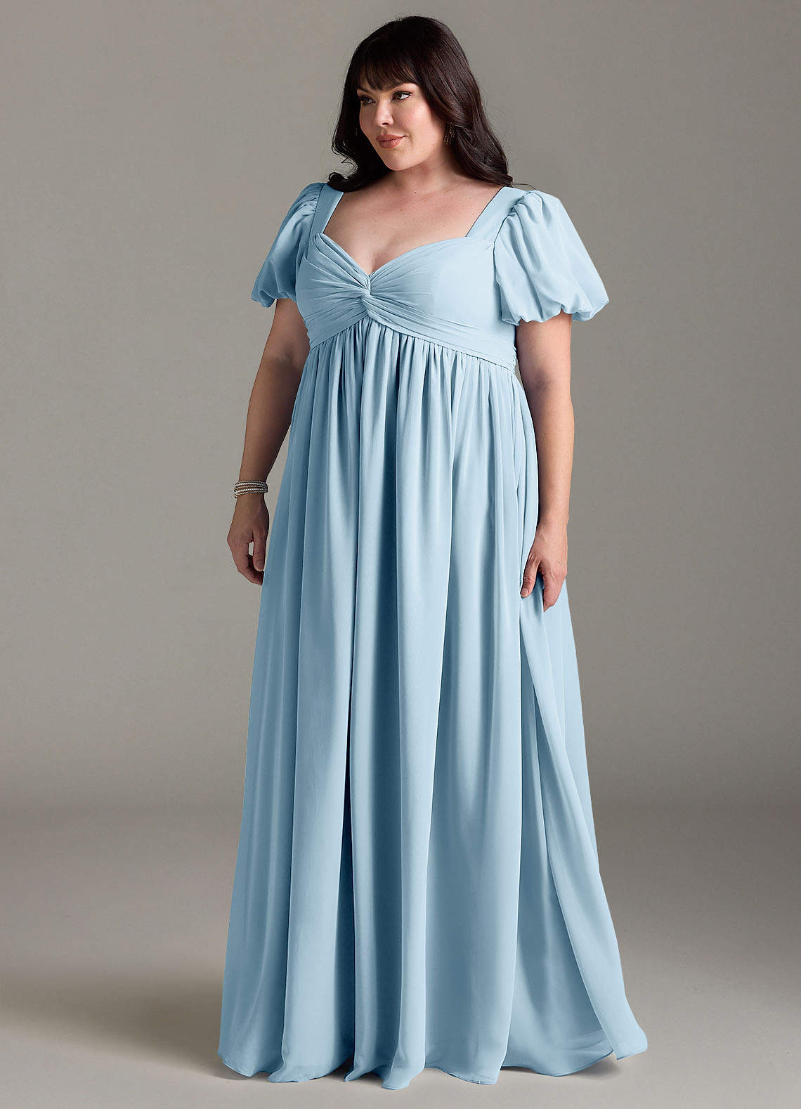 Azazie Madisynn Maternity Bridesmaid Dresses Bow Chiffon Floor-Length Dress image7