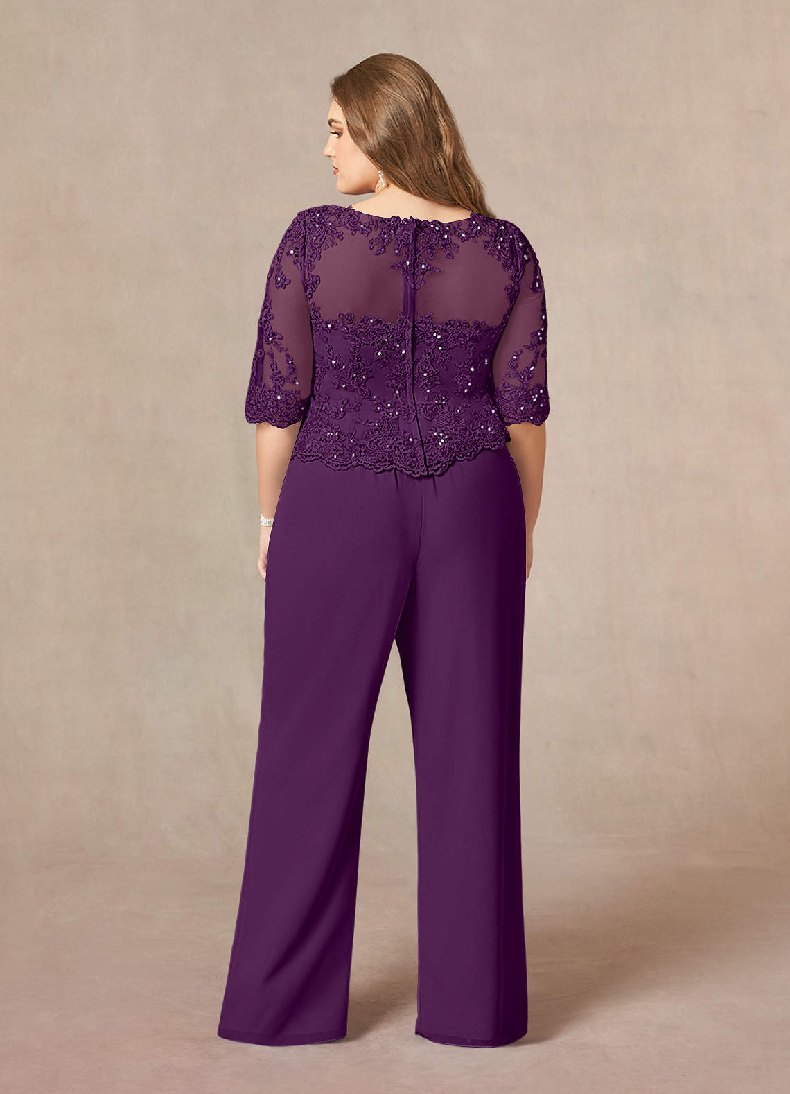 Azazie Florida Grape Jumpsuit/Pantsuit Sequins Chiffon Dress Ready