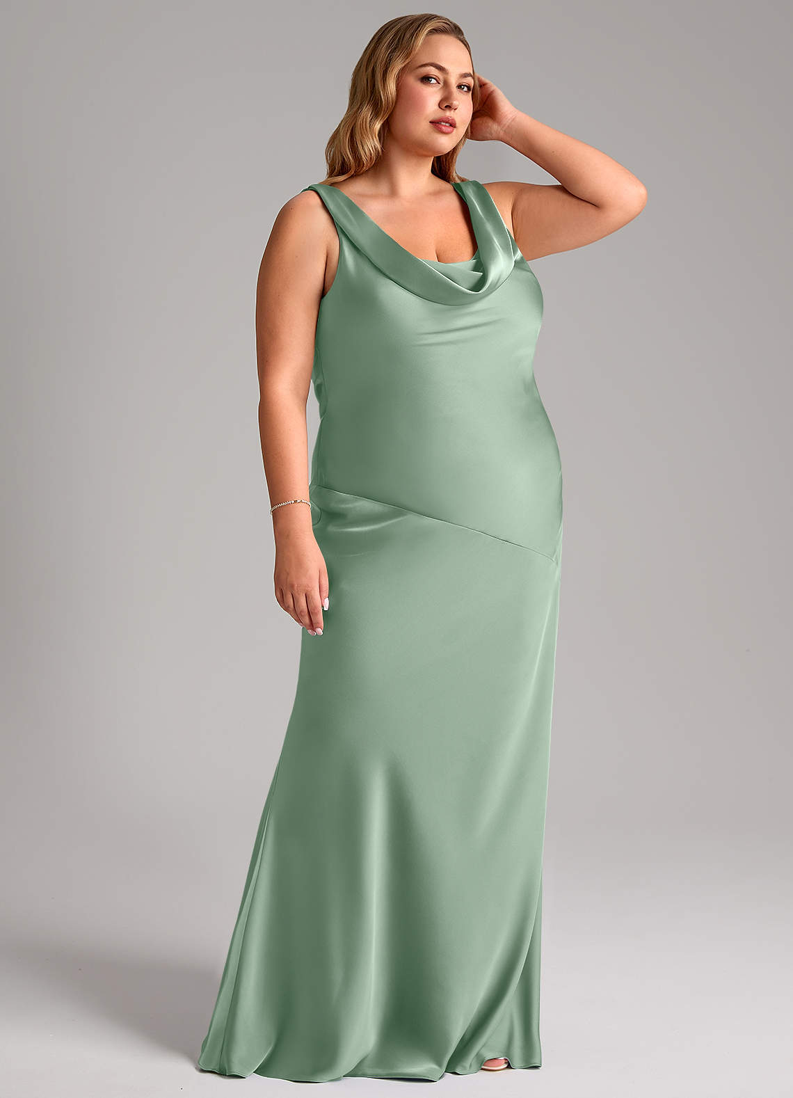 Azazie Rylina Vestidos de madrinha de casamento Vestir Agave de Cetim elástico de sereia image9