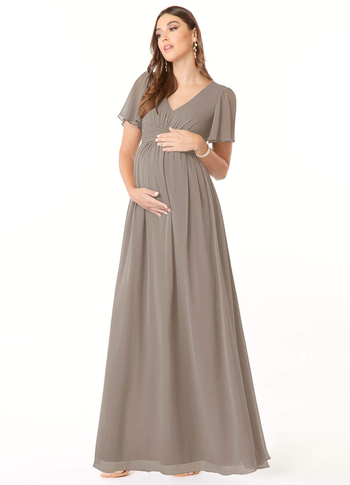 Taupe Azazie Verna Maternity Bridesmaid Dresses | Azazie