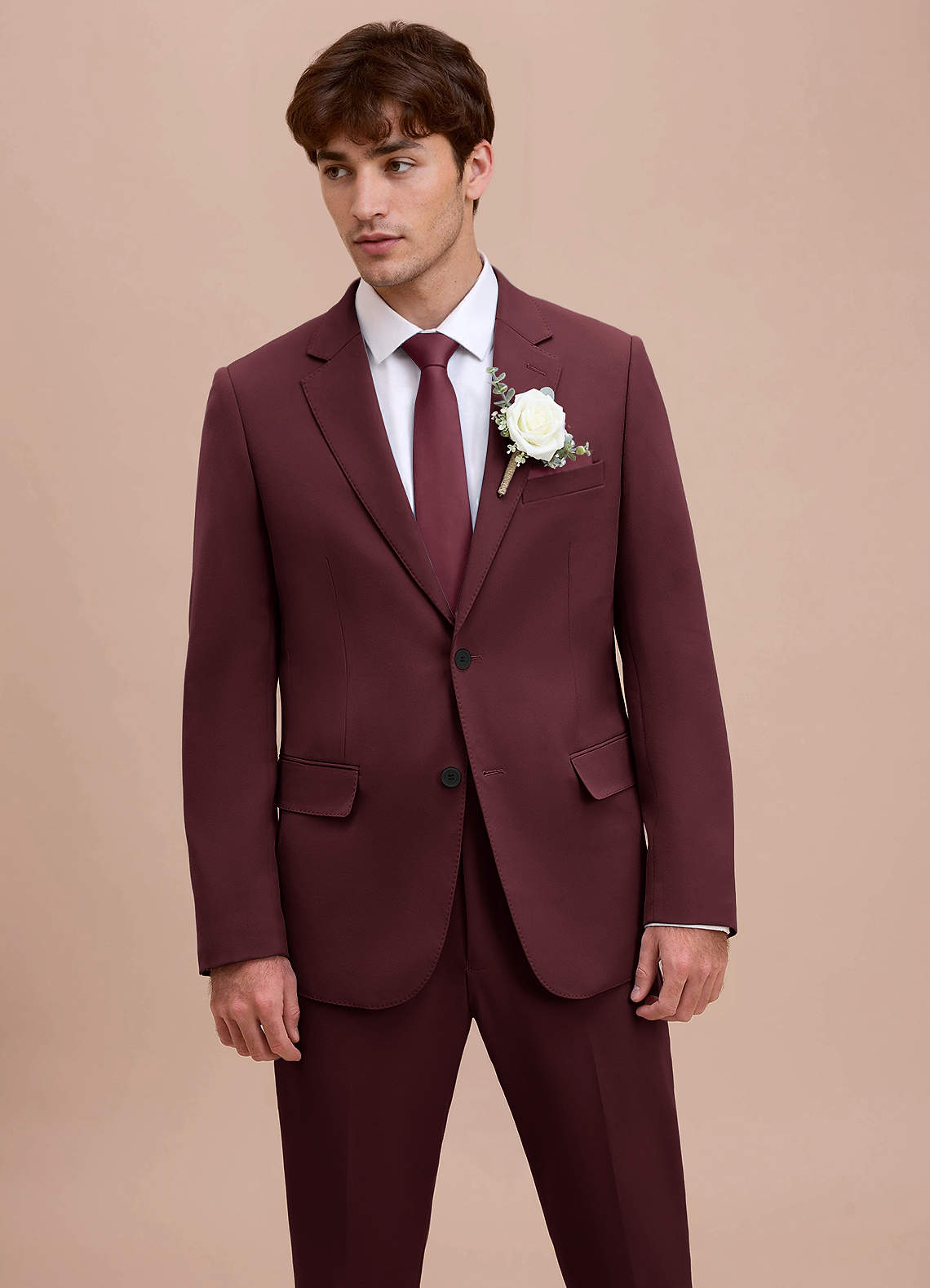 front Ethan Cabernet Refined Weave Performance Suit Jacket