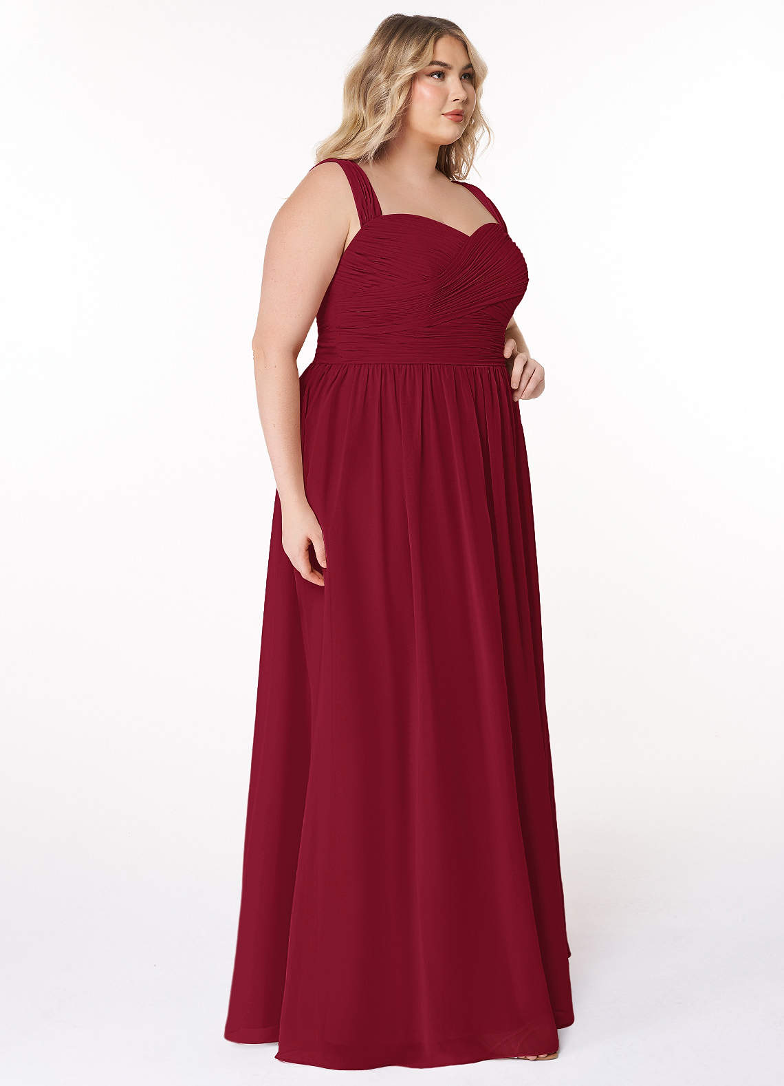 burgundy dress azazie Azazie Plus Size A-Line Square Neck Floor-Length Chiffon Bridesmaid Dresses