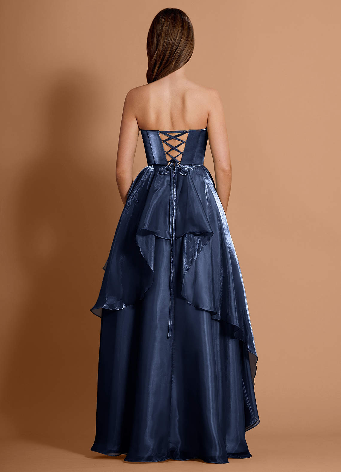 fall ruffle maxi dress Navy Blue Tulle Long Prom Dress, A-Line Sweetheart Neck Evening Party main image 1