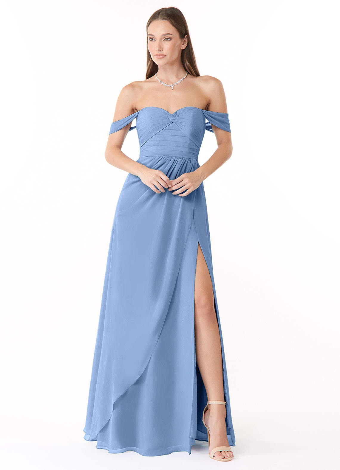 Azazie Millie Bridesmaid Dresses A-Line Sweetheart Neckline Chiffon Floor-Length Dress image1