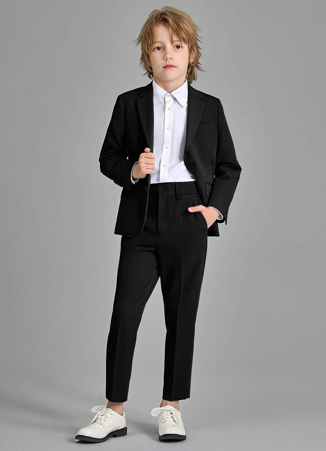 front Oliver Boys Black 2-Piece Suit