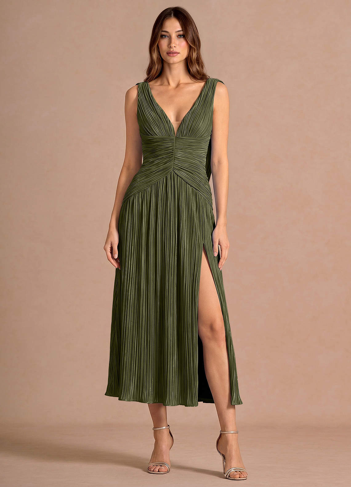 Quellia Moss Green Midi Dress