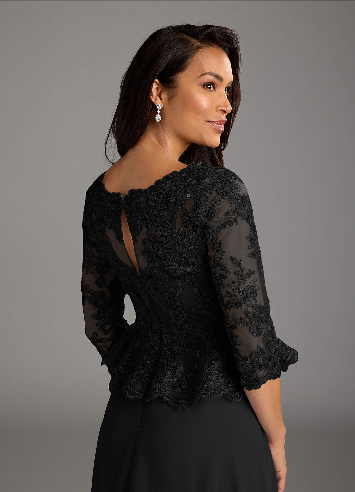Azazie Averie Black A-Line Boatneck Sequins Chiffon Dress