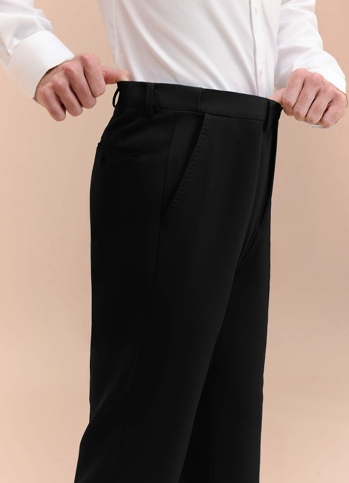 front James Black Structured Stretch Dress Pants