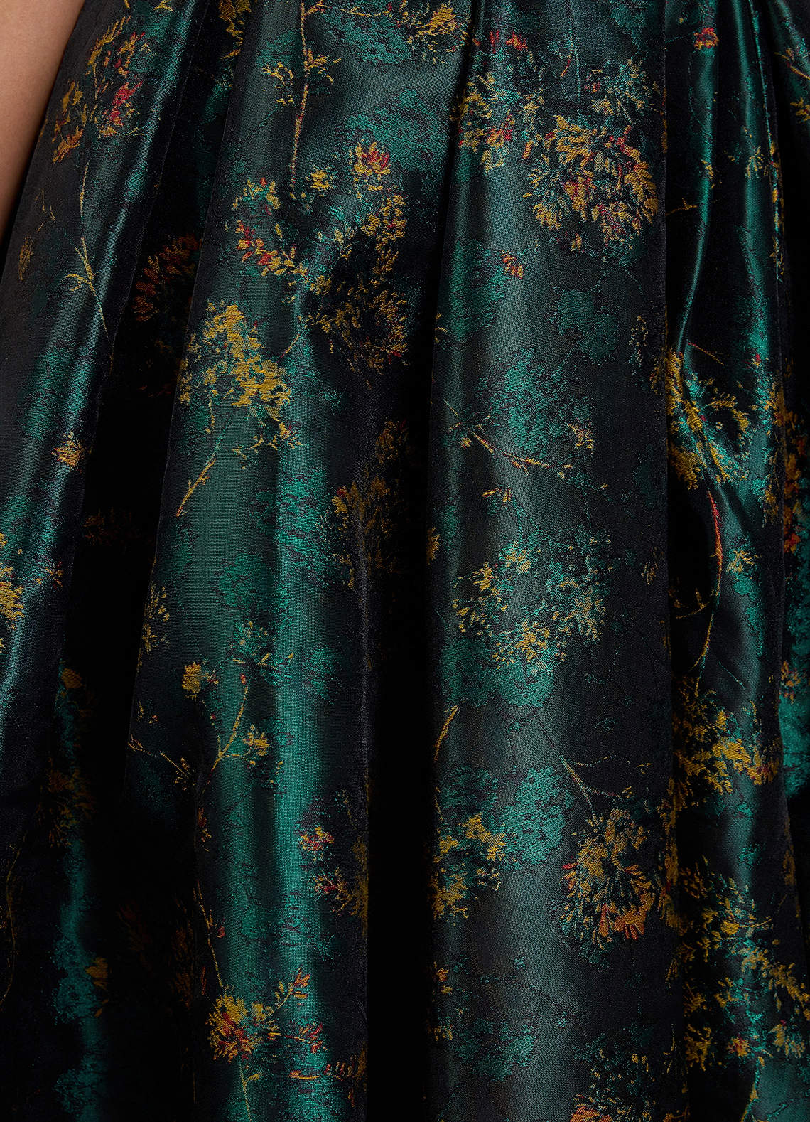 slim fit dress slacks Dark Green Satin Aline Evening Dress with Beadings-Bridelily main image 1
