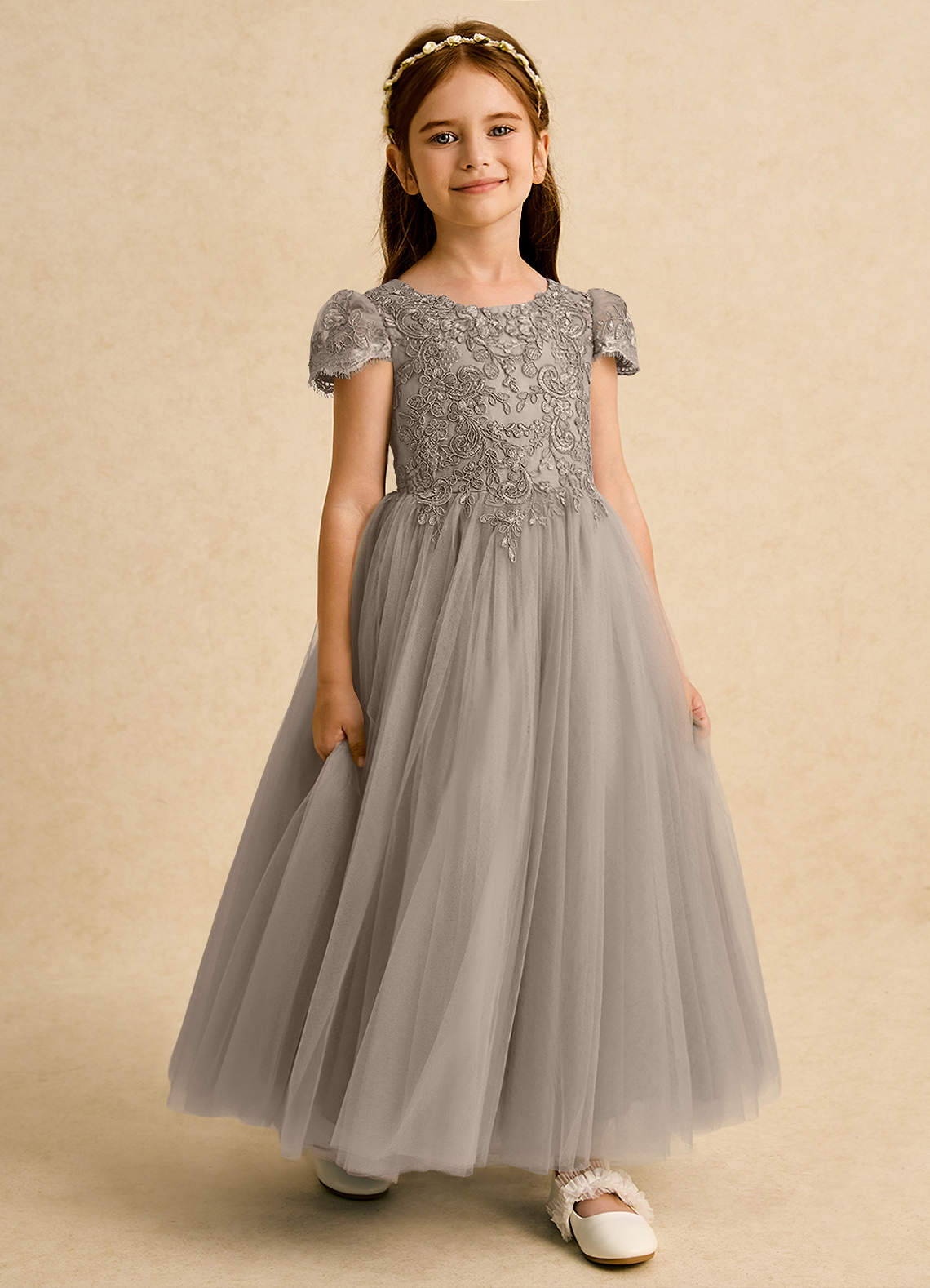 Azazie Puff Flower Girl Klänningar Klä Balklänning i Tyll Spets image5