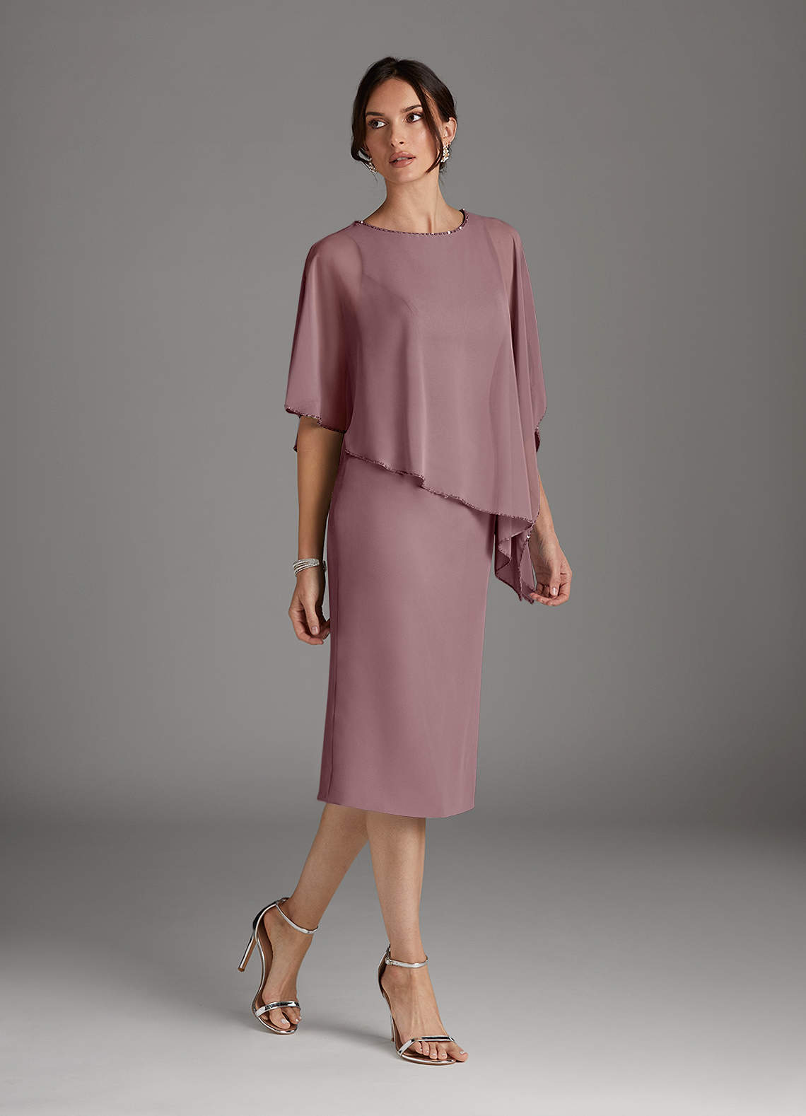 Azazie Sparrow Mother of the Bride Dresses Dusty Rose Sheath Sequins Chiffon Dress image1