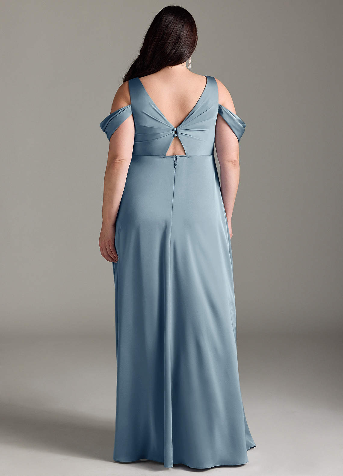 Azazie Rhea Maternity Bridesmaid Dresses A-Line Off-The-Shouler Pleated Stretch Satin Floor-Length Dress image8