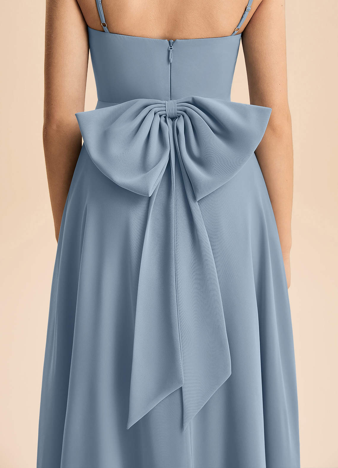 Azazie Bear Junior Dusty Blue A-Line Pleated Chiffon Dress image6