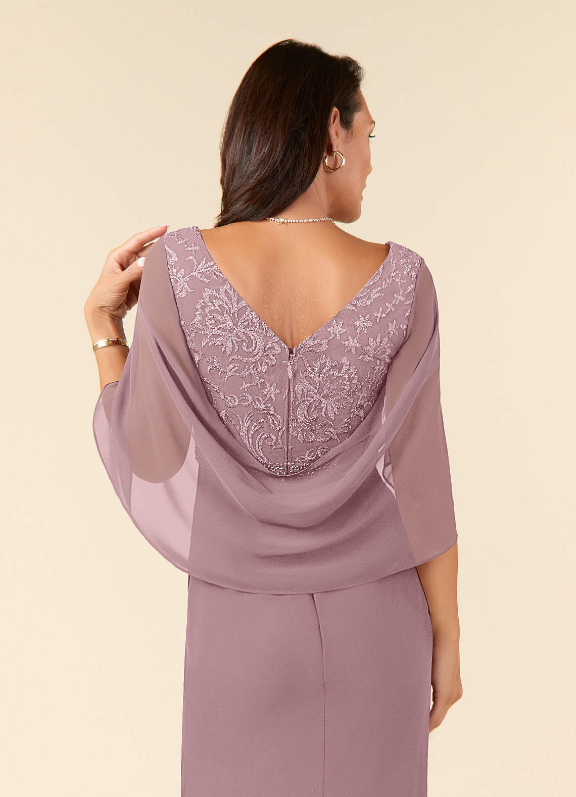 Azazie Laina Mother of the Bride Dresses Dusty Rose Mermaid Lace Chiffon Dress image5