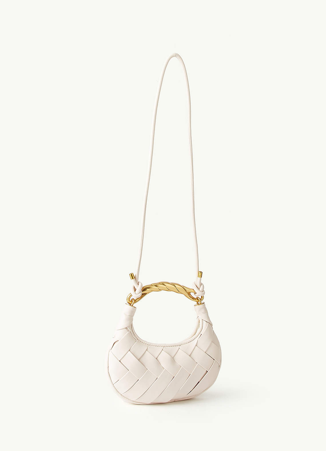 front Faux Leather Woven Handbag
