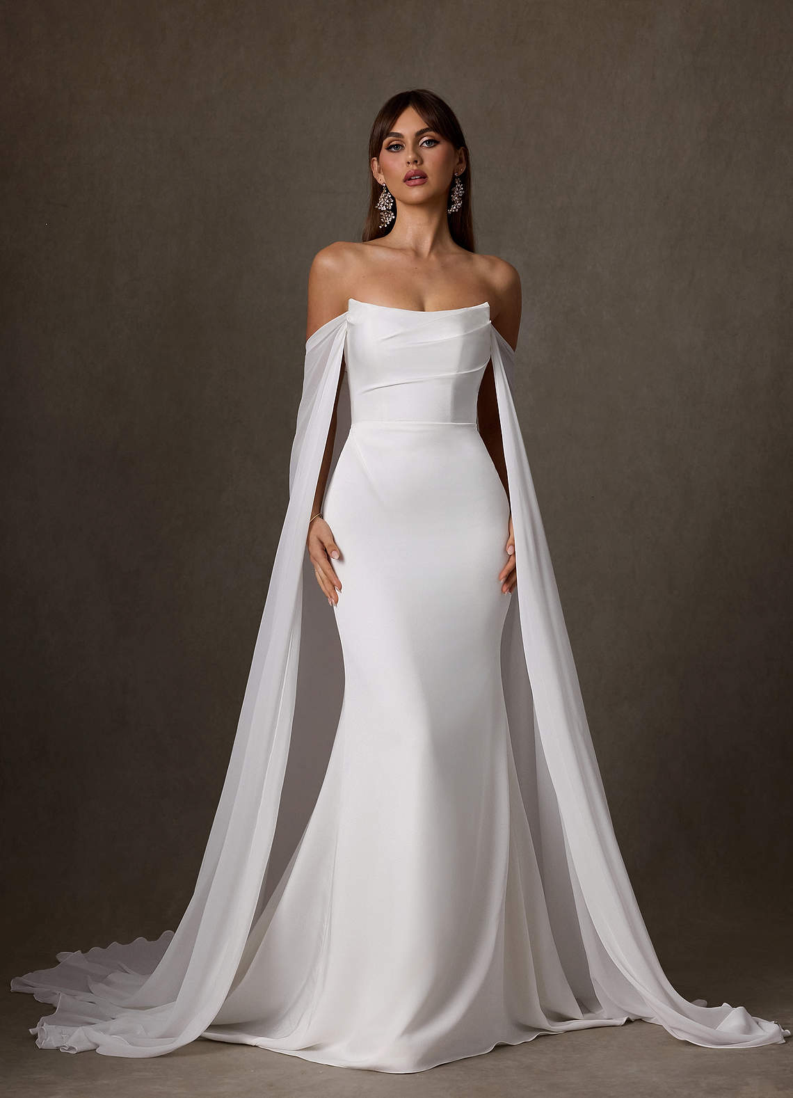Azazie Jennet Wedding Dresses Diamond White Sheath Strapless Crepe Back Satin Dress image4