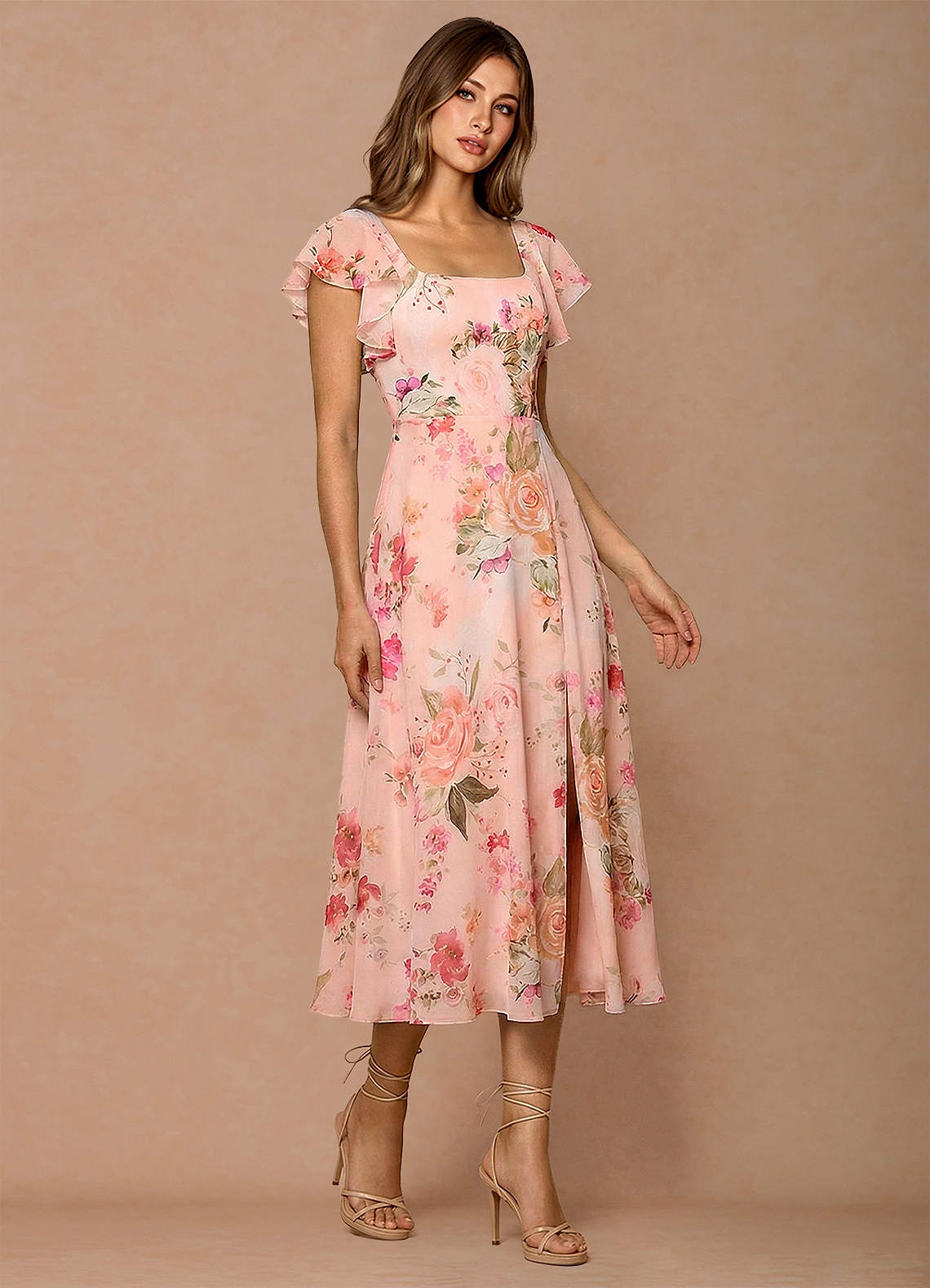 Talia Abstract Bouquet Floral Midi Dress | Azazie