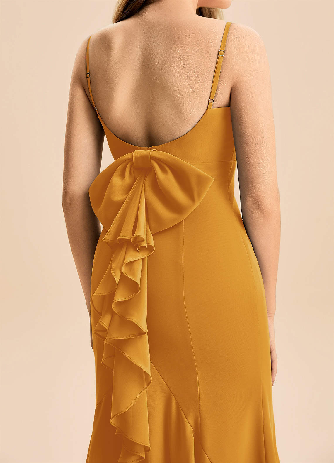 Azazie Lioren Junior Robe Sirène en Mousseline de soie Arc Caramel écossais image5