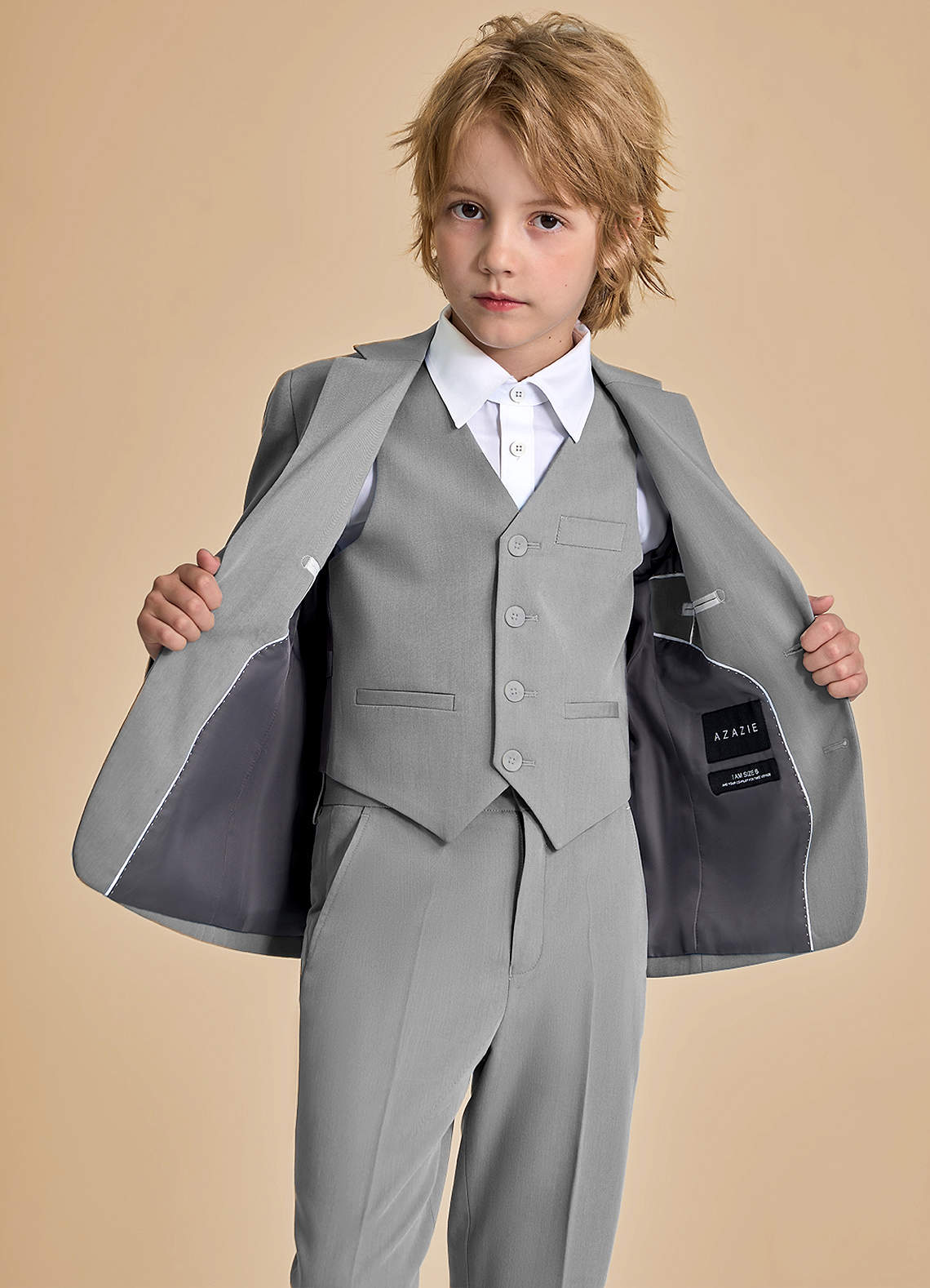 front Oliver Boys Grey 3-Piece Suit
