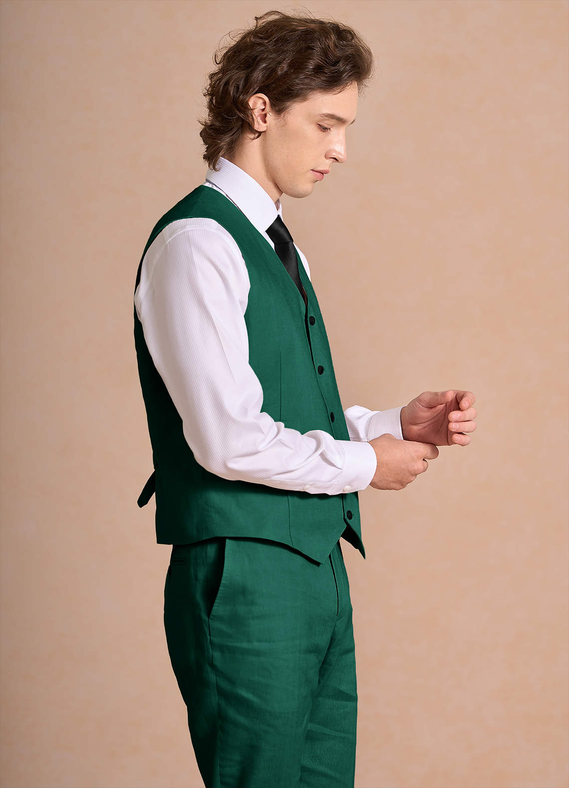 front Harrison Esmeralda Colete de linho 100%