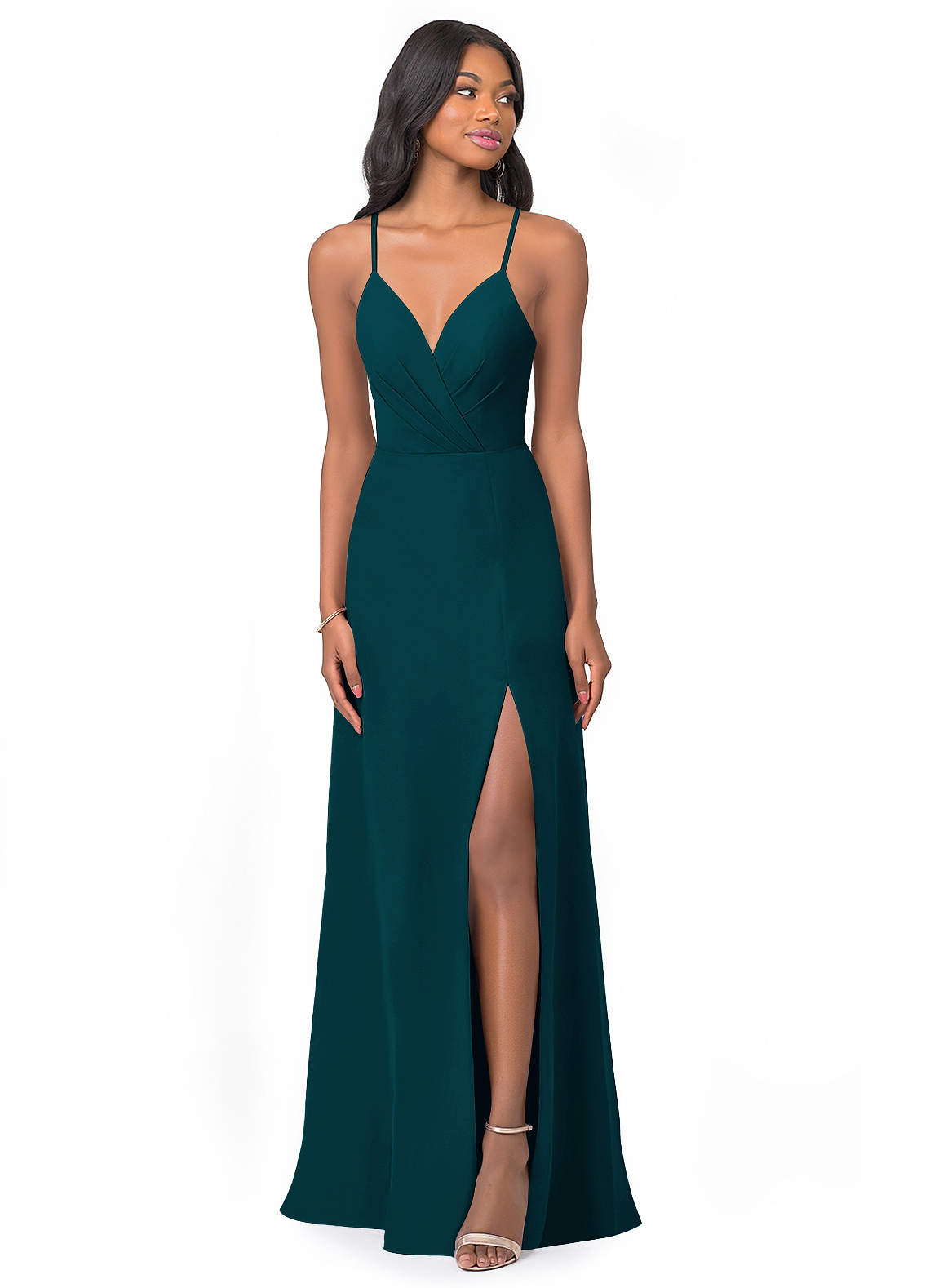 Azazie Everleigh Bridesmaid Dresses Pine A-Line Sweetheart Pleated Chiffon Dress image1