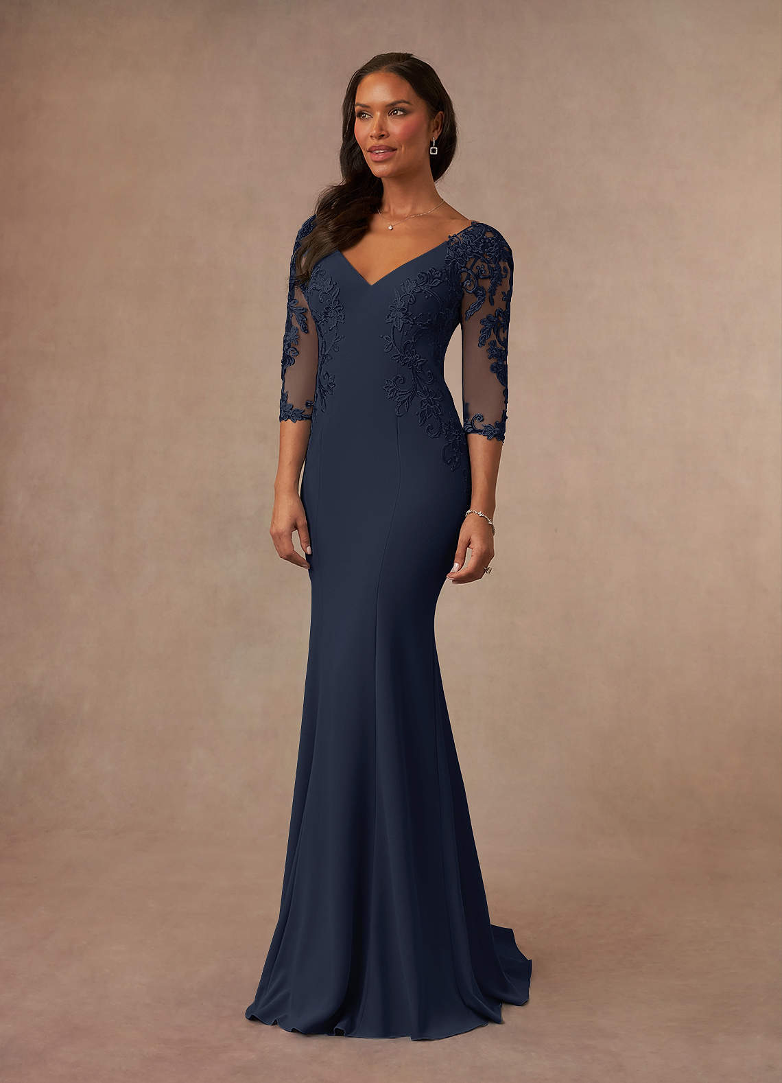 Azazie Fanny Dark Navy Mermaid Lace Dress Ready to Ship | Azazie