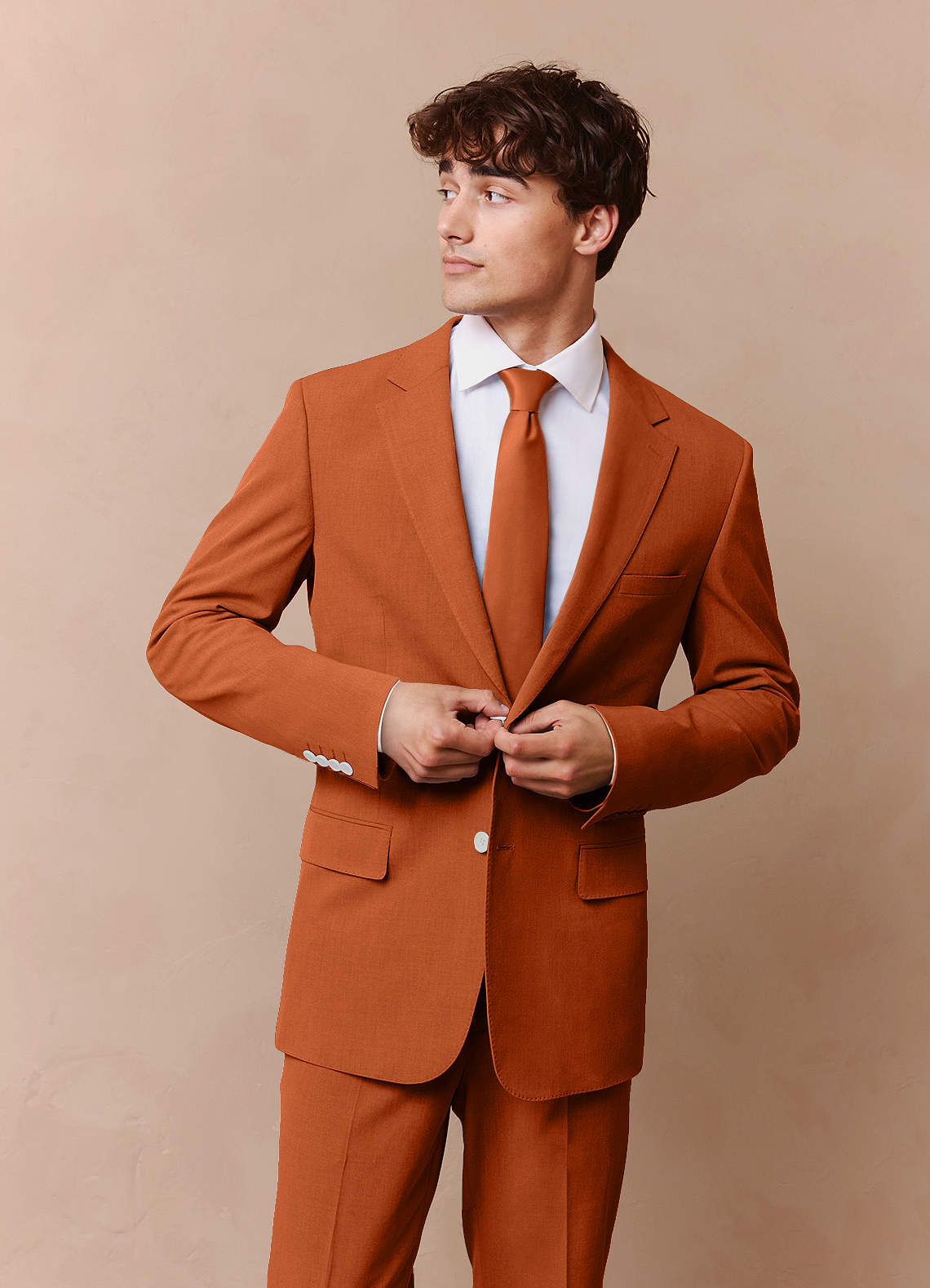 front James Burnt Orange Structured Stretch Suit