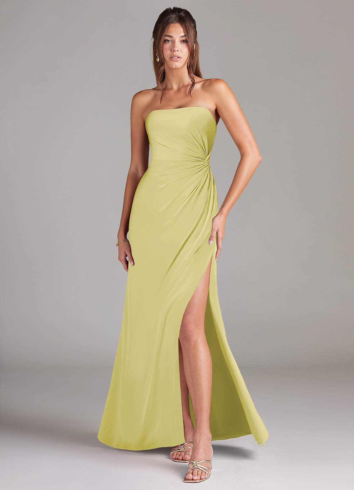 Azazie Aliani Bridesmaid Dresses Lemon Sorbet Sheath Strapless Chiffon Convertible Dress image1