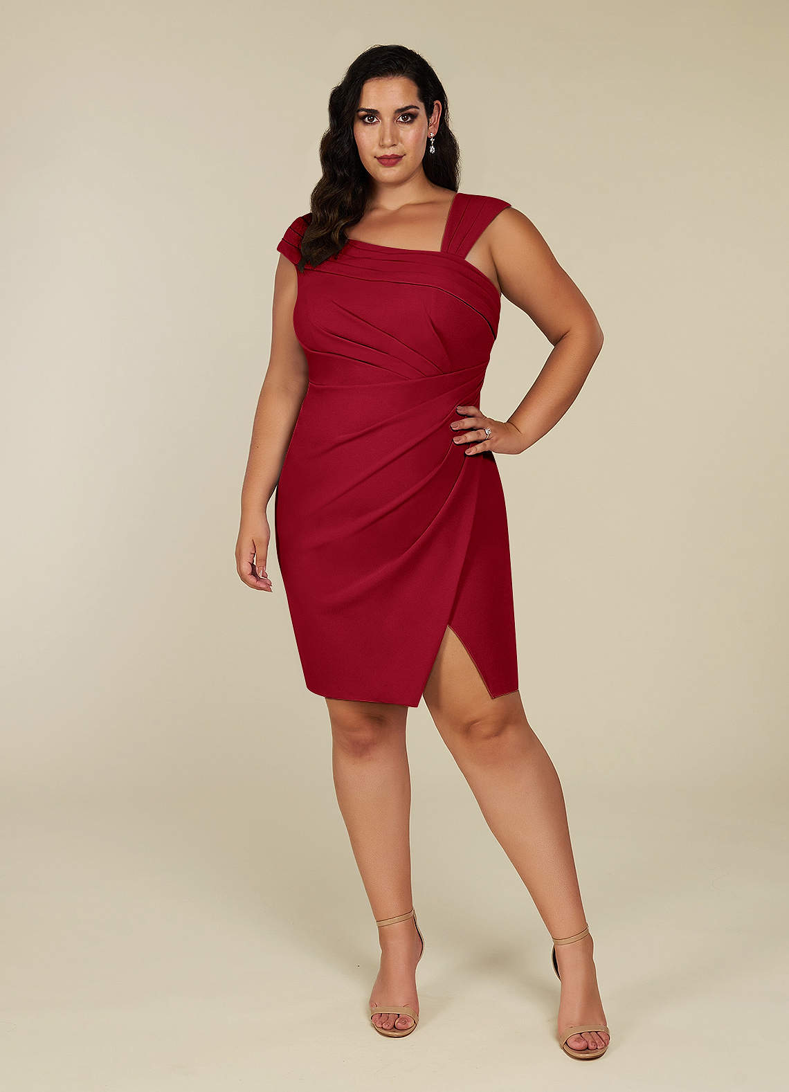 Azazie Cecily Mother of the Bride Dresses Scarlet Sheath Stretch Crepe Dress image1