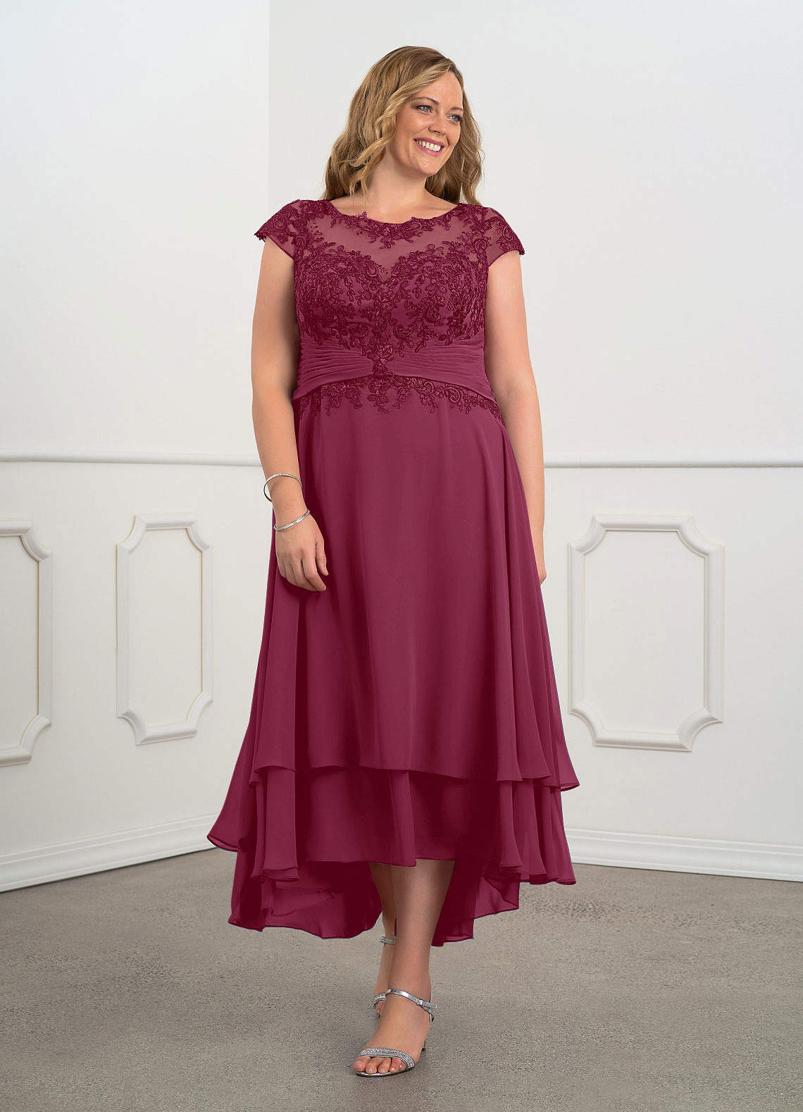 Azazie Shonda Mother of the Bride Dresses Mulberry Lace Chiffon Dress image1