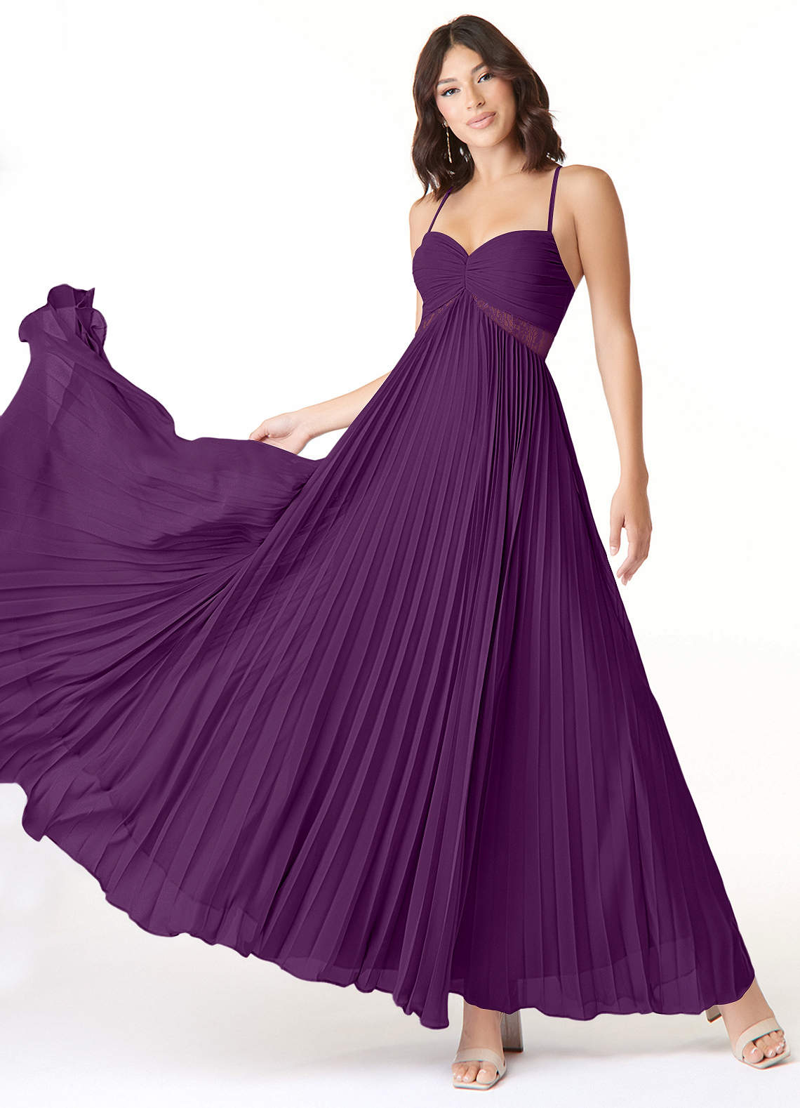 Azazie Devyn Bridesmaid Dresses Grape A-Line Corset Chiffon Dress image1