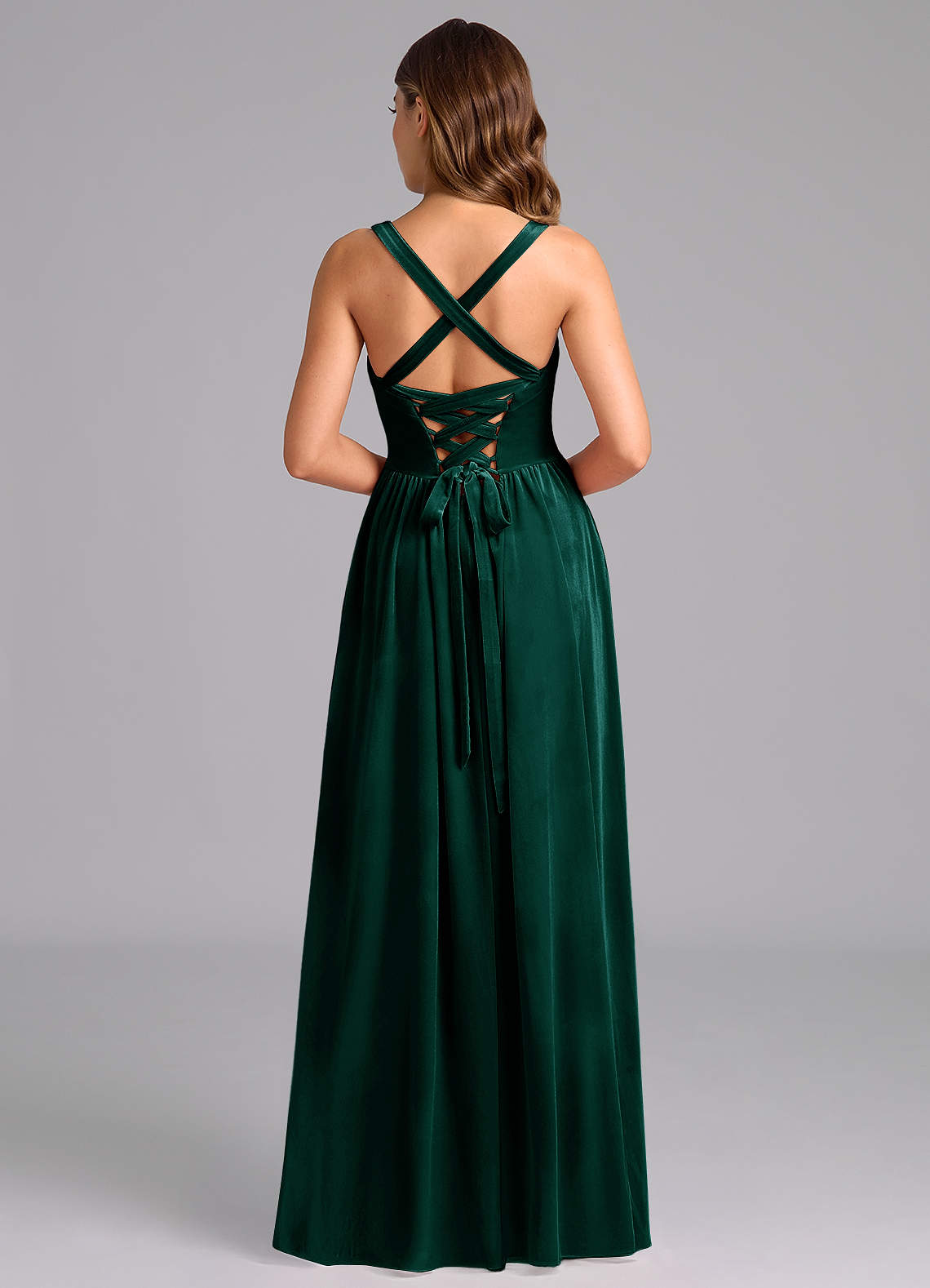 Azazie Francis Brudtärnklänningar Klä av A-Linje i sammet Korsett Smaragdgrön image4