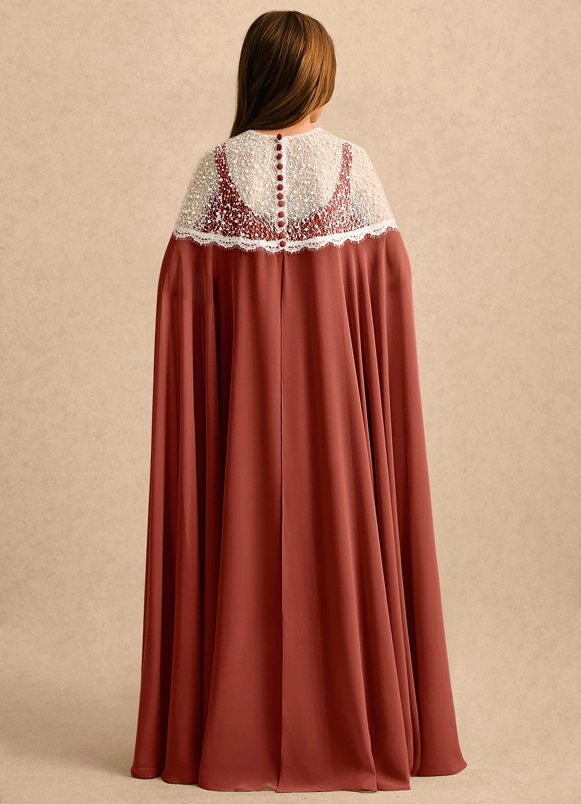 terracotta lace dress Azazie Alva