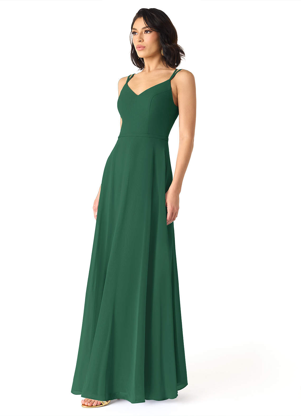 Azazie Janine Dark Green Chiffon Bridesmaid Dresses | Azazie