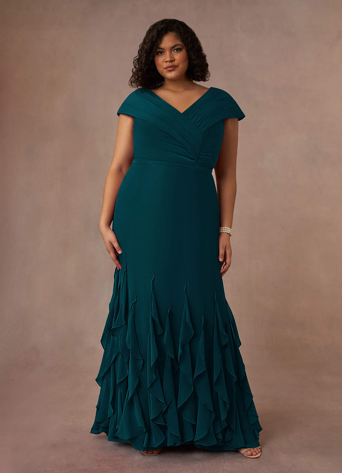 Azazie Bailora Mère de la mariée Robes Robe Sirène en Mousseline de soie Rayé Vert Pin image1